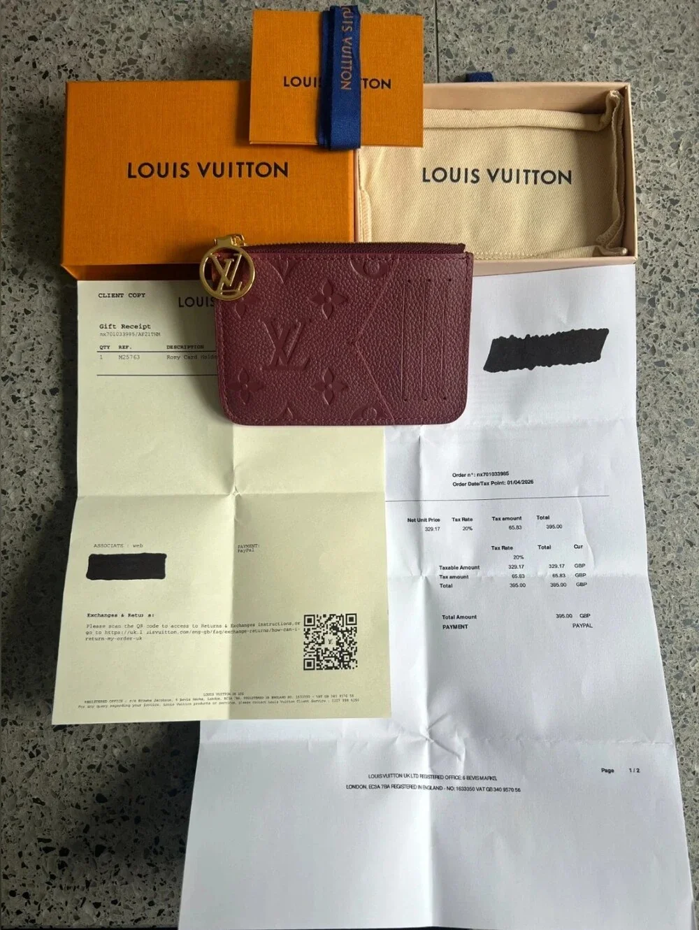 Louis Vuitton Grenat Red Romy Card Holder